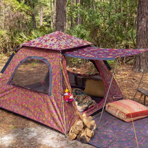 Live Happy Camping Tent - Lush Lilies Plum