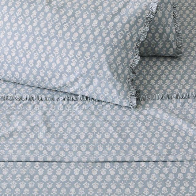 Rhode Thistle Queen Sheet Set, Mist Blue