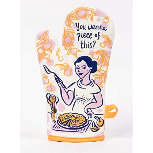 Blue Q Oven Mitt, You Wanna Piece of This? Super-Insulated Quilting, Natural-Fitting Shape, 100% Cotton