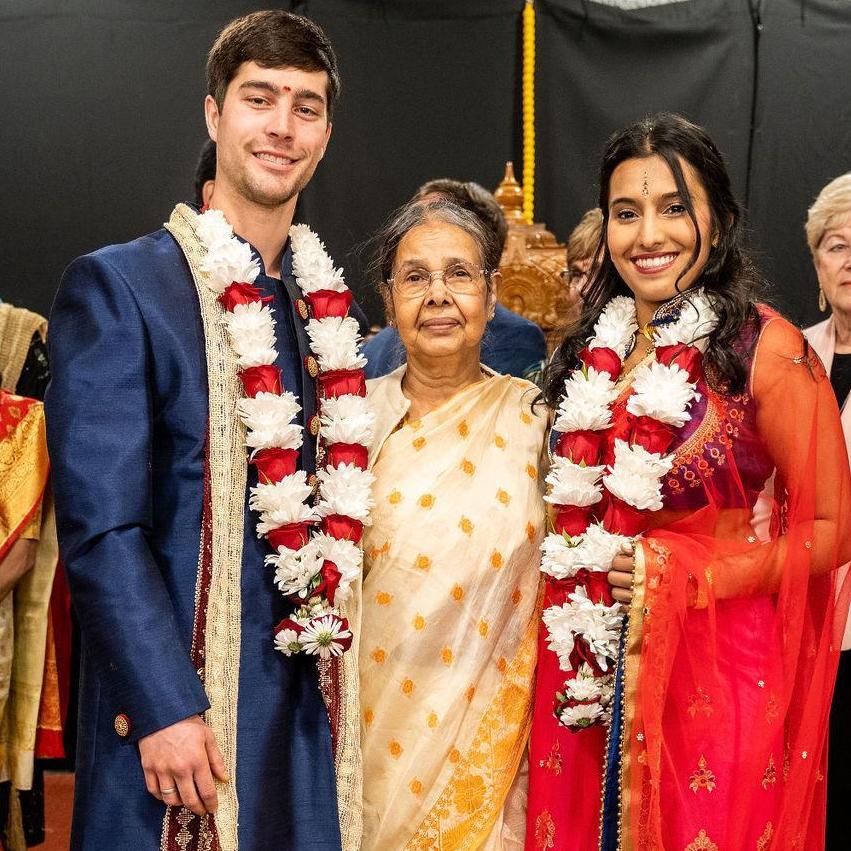 Didima (Purnima's mother) with the couple