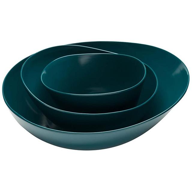 Zak Designs 2269-2470-AMZ Moso Dishwasher-Safe Bamboo Serving Bowls, 12.1" by 11.3", Peacock