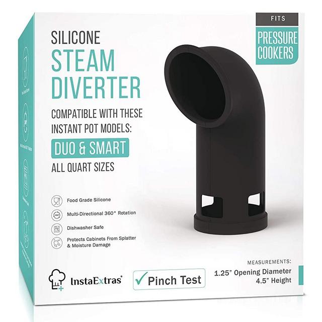Silicone Steam Release Diverter Accessory - Compatible With Instant Pot DUO, DUO Plus, Nova Plus, Smart, Fits Mini, 3-Qt 5-Qt 6-Qt 8-Qt 10-Qt IP - Cover Pressure Valve To Vent Instapot Steam (Black)