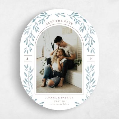 Blue Oval Wedding Save the Date - Oriana Photo