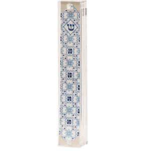 Blue Floral Mezuzah by Israel Museum