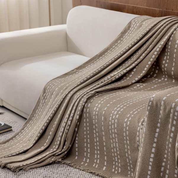 Magic Sofa Blanket - Noah Stitch - 71 x 102 in—Oat/Sesame/Espresso