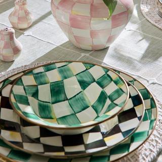 Emerald Check Enamel Breakfast Bowl
