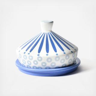 Iris Blue Burst Round Butter Dish