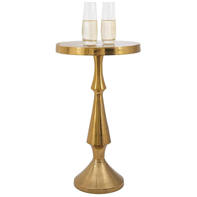 Round Side Table by Objet D’Art, Larissa Circular Accent Table for Living Room and Bedroom, Unique and Elegant Decor, Metal Accent Table for Cocktails and Drinks
