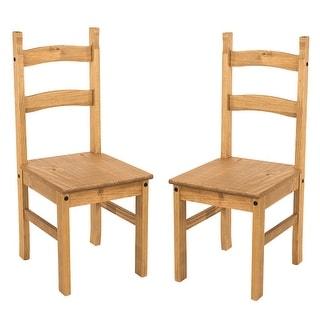 Solid Wood Dining Chairs (Set of 2) Farmhouse - Corona Collection | Furniture Dash - Brown