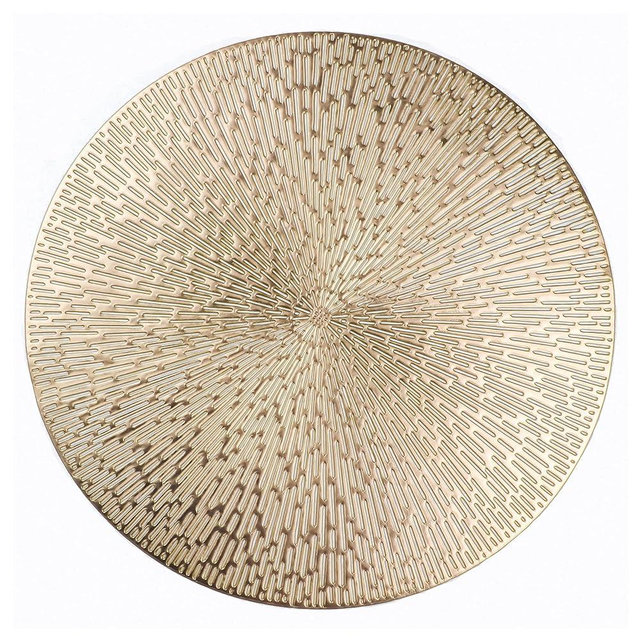Round Placemats Gold Metallic Set of 12 Vinyl Placemats 15'', Washable Easy Clean Wipeable Non-Slip Stain Heat Resistant Dinning Table Place Mats for Wedding Party Festival Decoration by Snowkingdom
