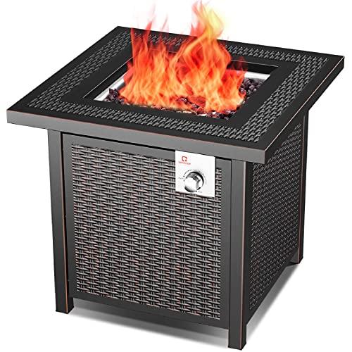OT QOMOTOP Outdoor Propane Fire Pit Table, 28 Inch 50,000 BTU Gas Fire Table with Auto-Ignition and CSA Certification Approval, Suitable for Stone/Marble/Wooden Floor and Grassland