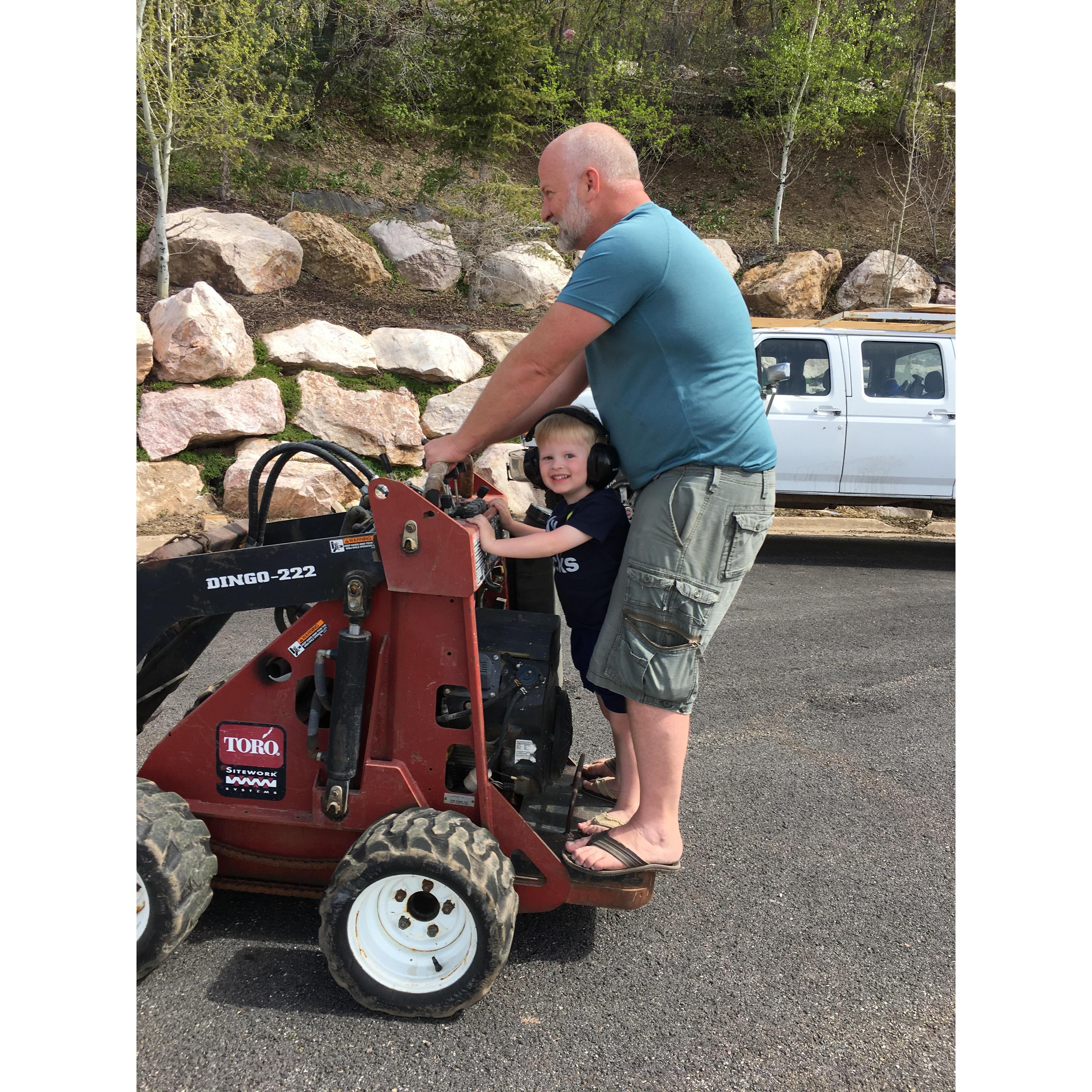 Helping dad with weekend work