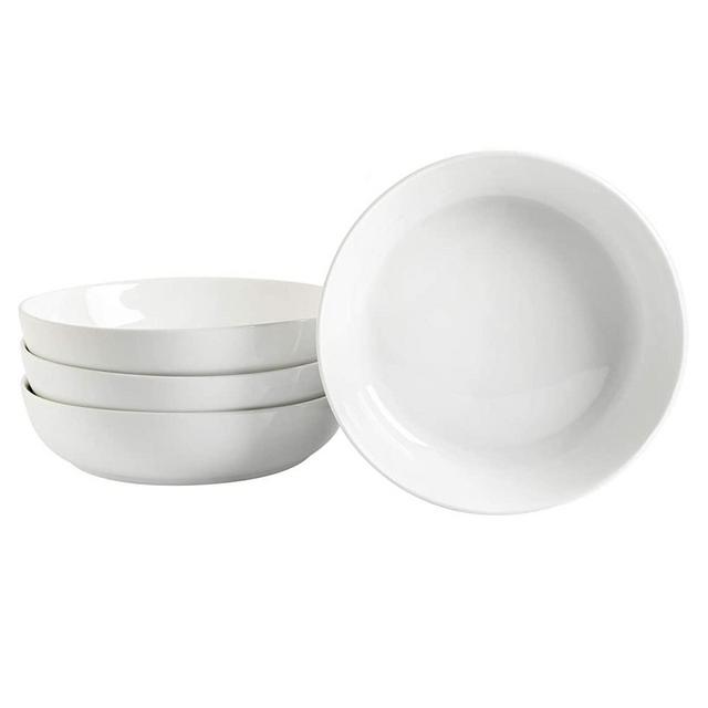 Gibson Home Zen Buffet Dinnerware Set, 4-Piece Pasta Bowl, White (Round)