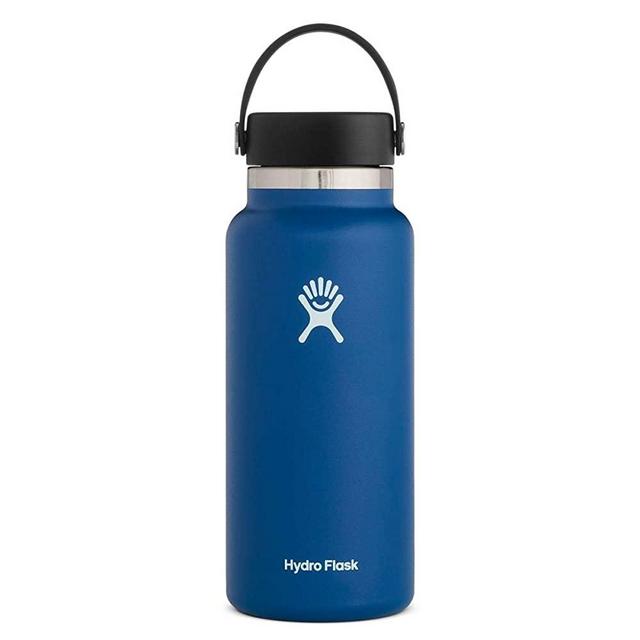 Hydro Flask Water Bottle - Stainless Steel & Vacuum Insulated - Wide Mouth 2.0 with Leak Proof Flex Cap - 32 oz, Cobalt
