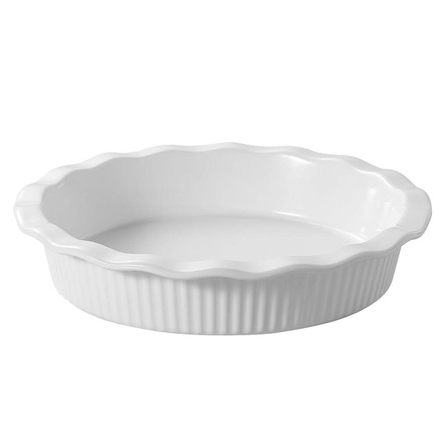 DOWAN Pie Pan for Baking, 9 Inch Round Baking Dish for Dinner, 45 Ounce Pie Plate Ceramic Quiche Pan Non-Stick with Deep Fluted Pie Dish for Apple Pies, Pot Pies, Quiches, Tart, Oven Safe Dish, White