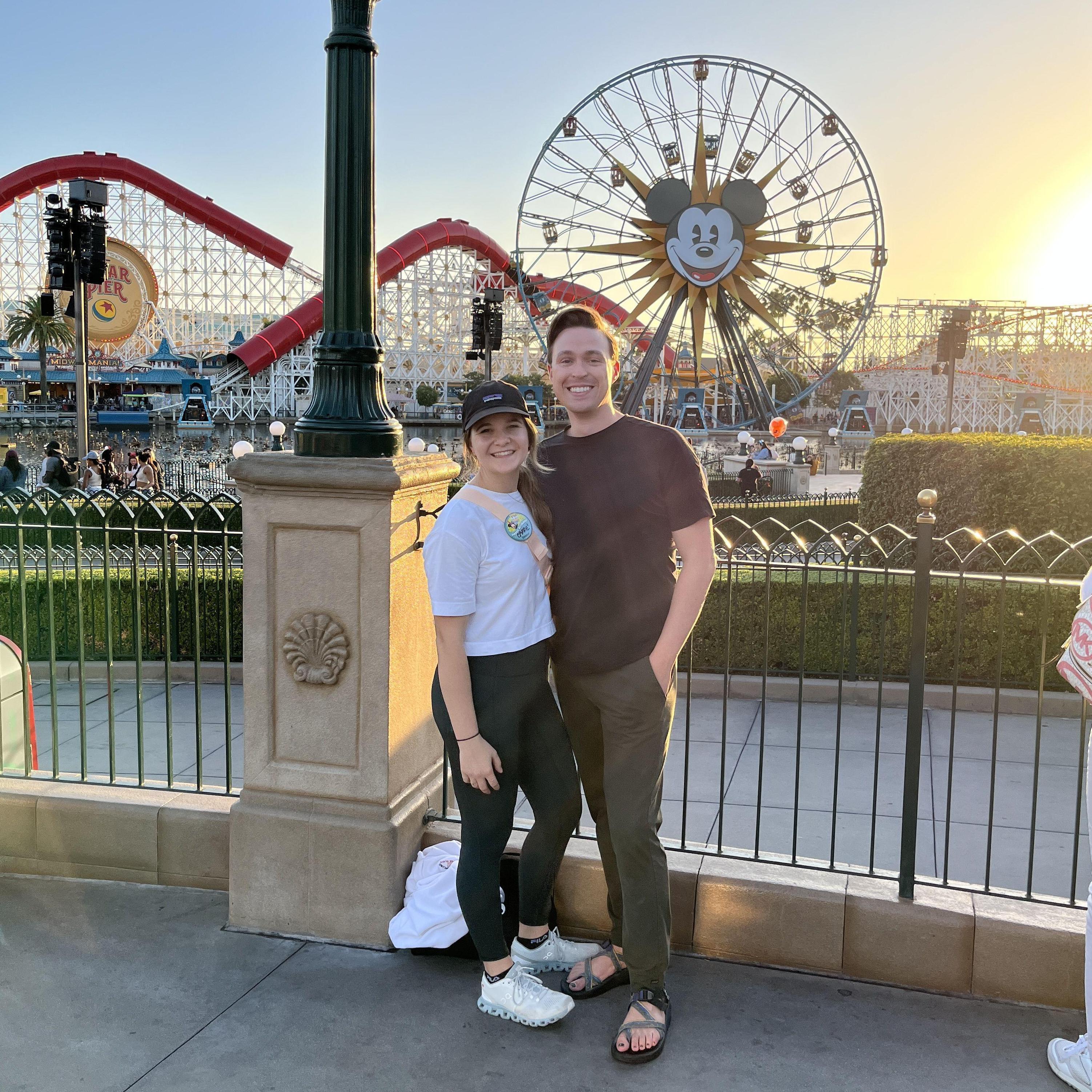 David showing Carrie around Disneyland on her first trip on her birthday in November 2022.