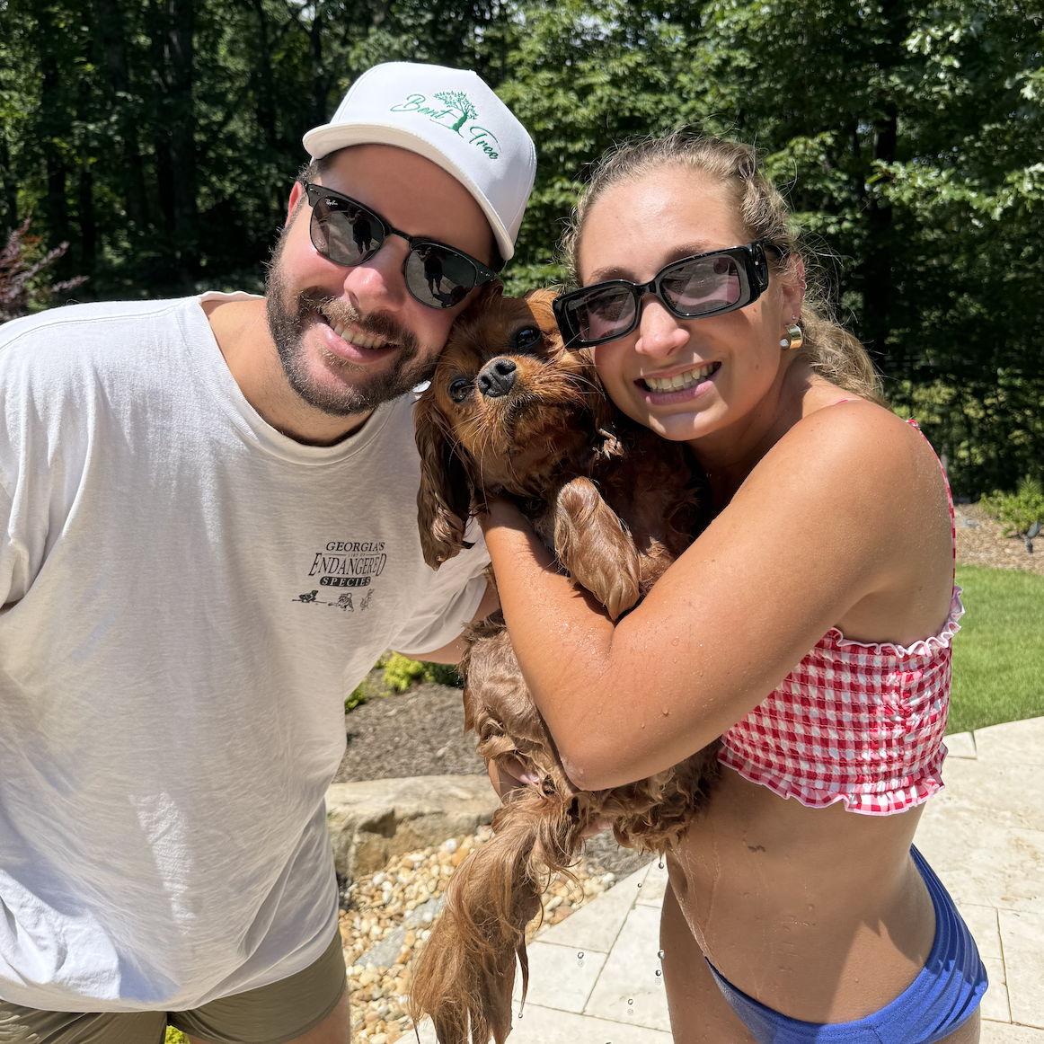 Maisy was scooped out of the pool for this picture