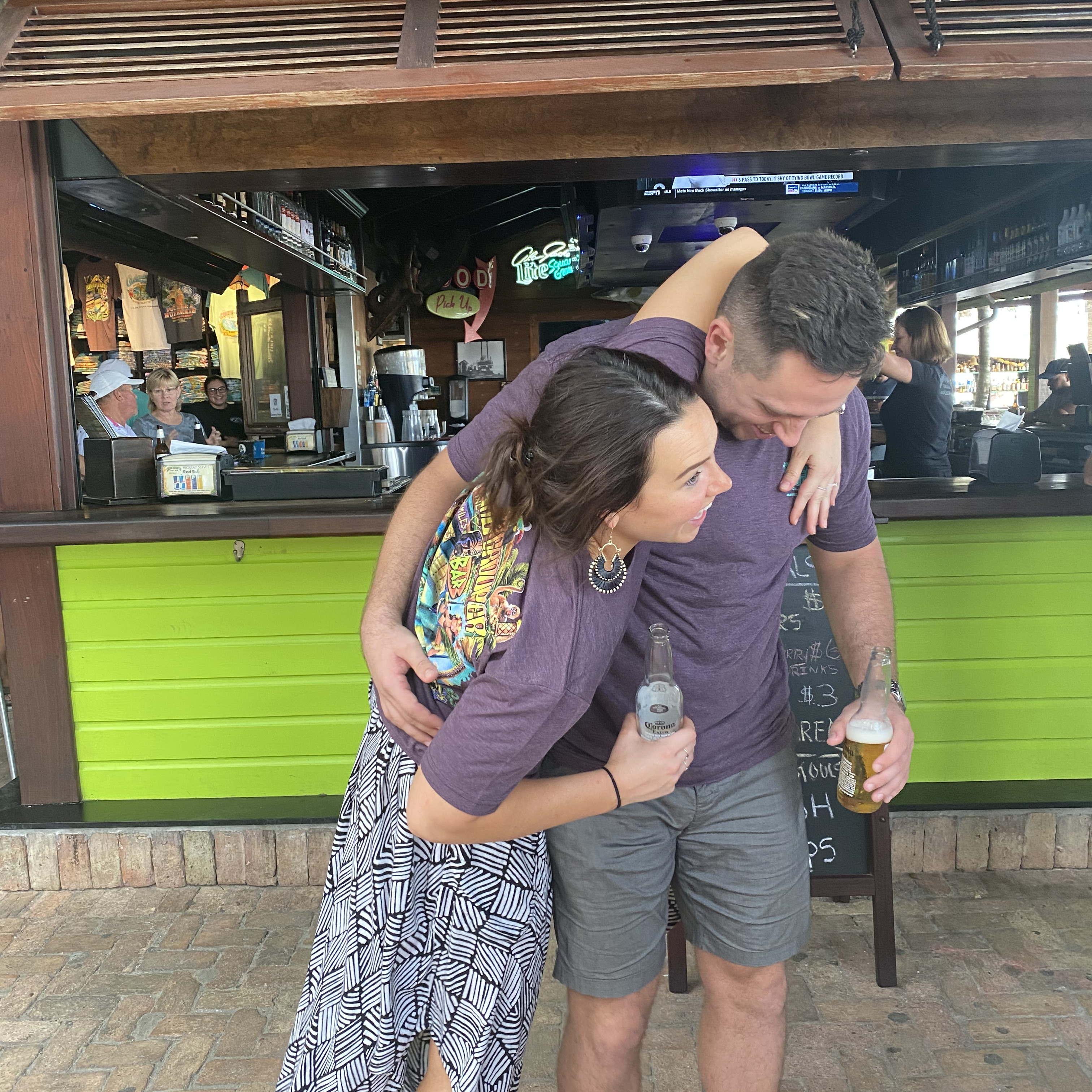 David surprised Lindsay with their whole squad at Square Grouper for a post-engagement party.