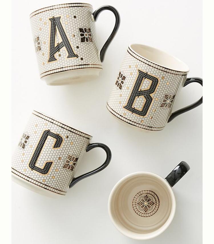 Tiled Margot Monogram Mug (H and T) (Anthropologie)