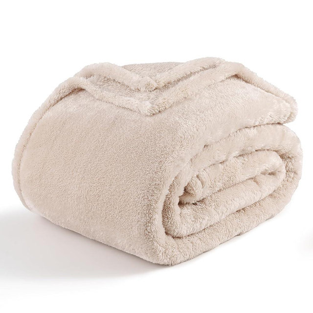Berkshire Blanket Classic Extra-Fluffy™ Plush Blanket King Size, Soft Fuzzy Fluffy Long Hair Blanket for Couch Sofa Bed, Chino Khaki, 90x108 Inches
