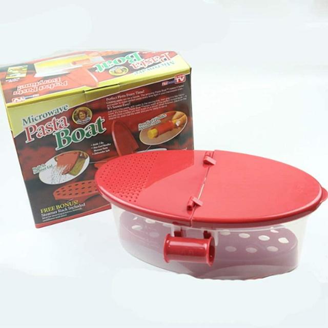 Microwave Pasta Boat,Microwave Pasta Cooker with Strainer，Sturdy Food Grade Heat Resistant PP Material，Rapid Pasta Cooker， No Mess, Sticking or Waiting for Boil