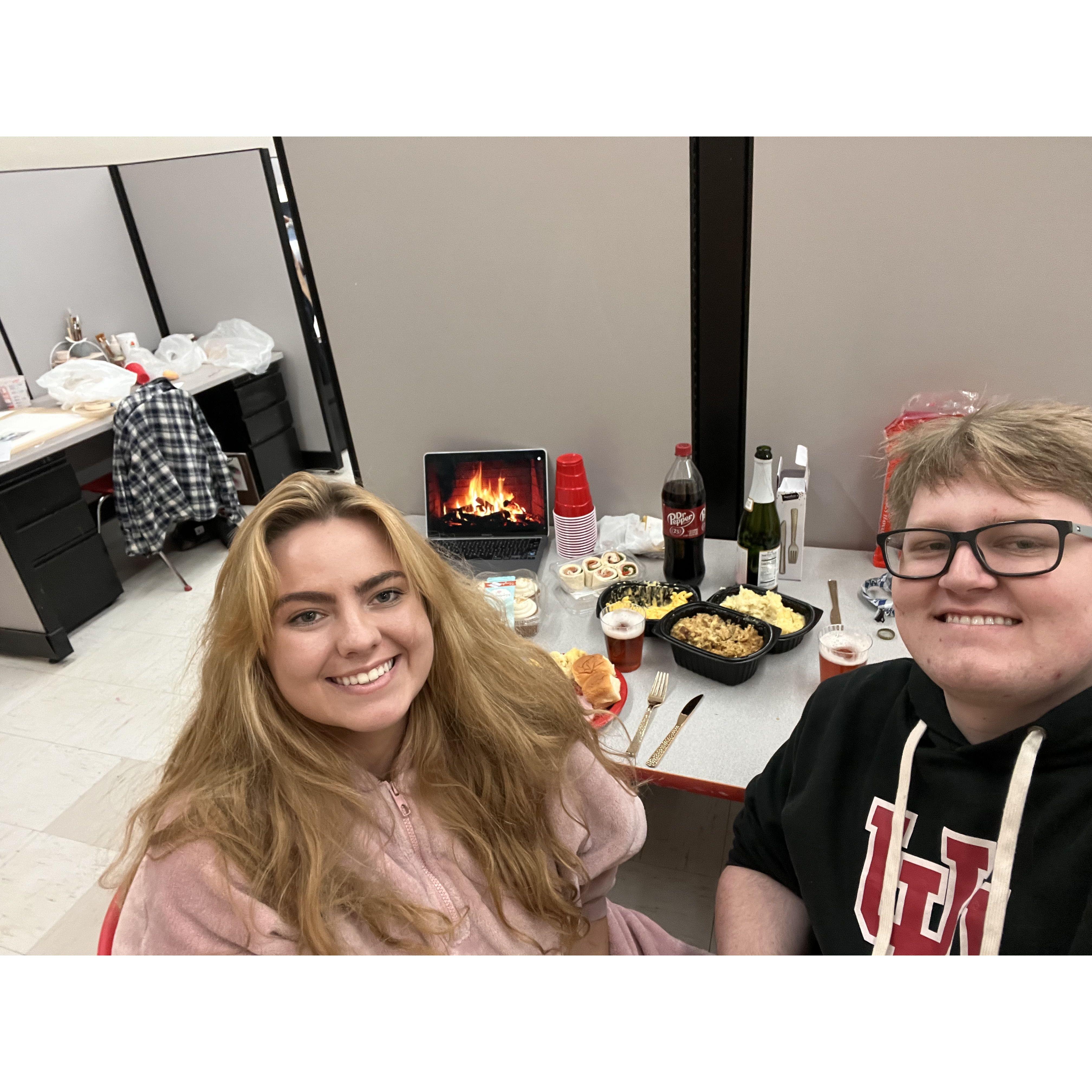 First Thankgiving together brought to you buy an Art Building and a Microwave