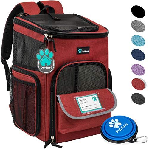 PetAmi Pet Carrier Backpack for Small Cats, Dogs, Puppies | Airline Approved | Ventilated, 4 Way Entry, Safety and Soft Cushion Back Support | Collapsible for Travel, Hiking, Outdoor