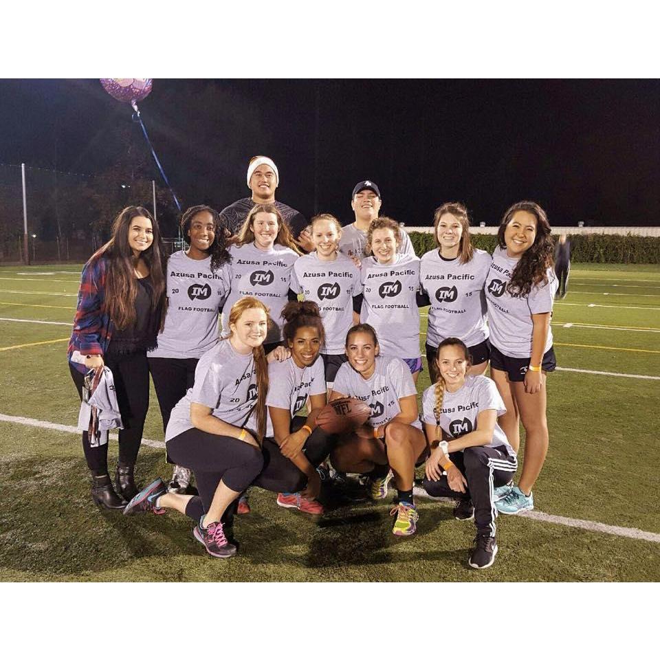 Christian coaching Emily's flag football team 2015.