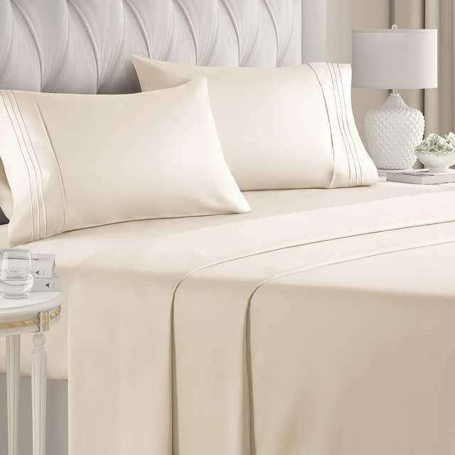 Queen Size Sheet Set - 4 Piece Set - Hotel Luxury Bed Sheets - Extra Soft - Deep Pockets - Easy Fit - Breathable & Cooling Sheets - Wrinkle Free - Comfy – Off White Bed Sheets - Queen Sheets