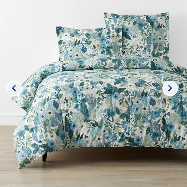 Garden Party Classic Cool Cotton Percale Comforter - Teal, King/Cali King