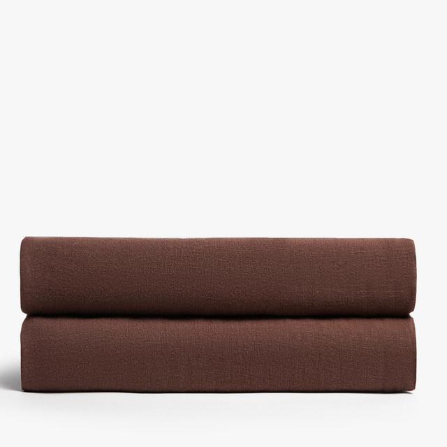 Queen Linen Fitted Sheet-Raisin