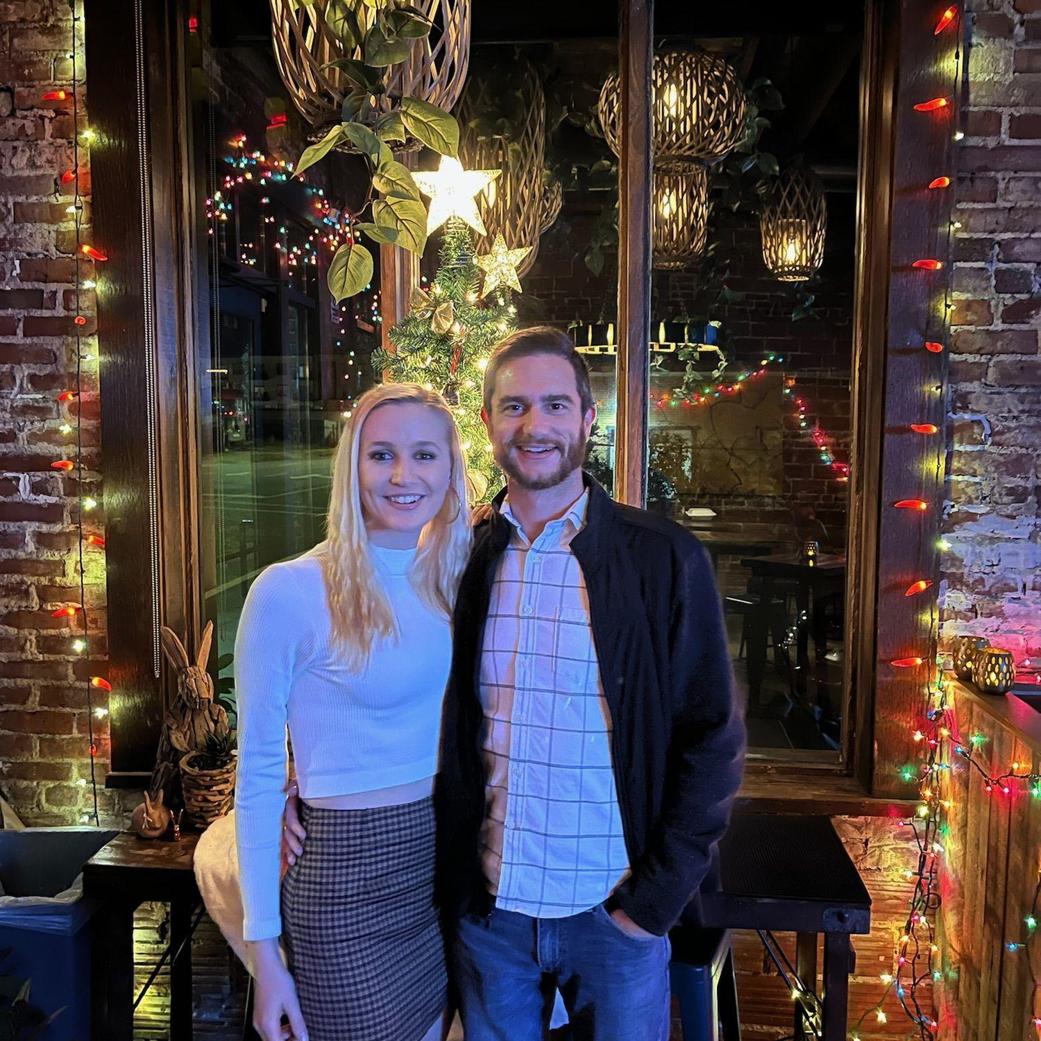 Our first picture together at Eric's companies Christmas party afterparty