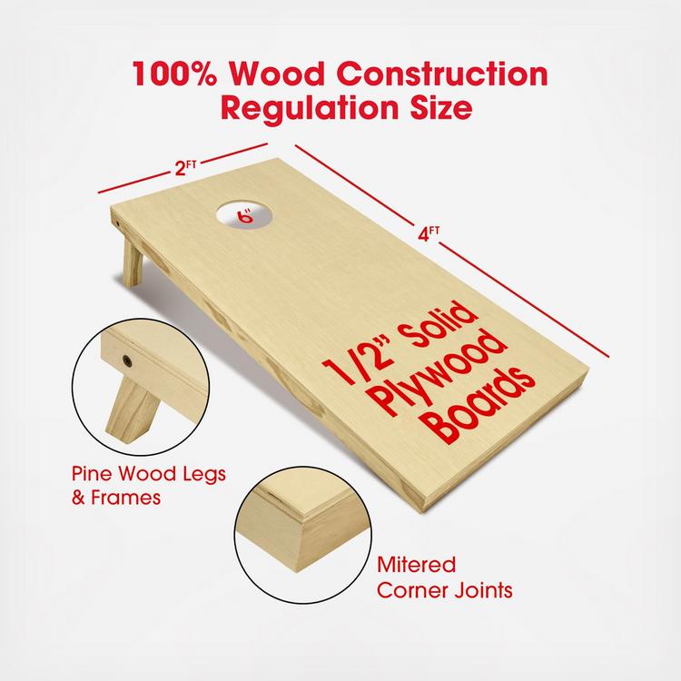 GoSports, 12-Piece Solid Wood Premium Cornhole Set | Zola