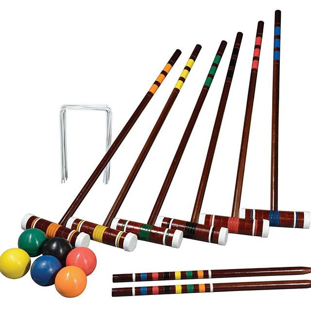 Franklin Sports Croquet Set - Intermediate Croquet Set with Mallets, Balls + Wickets - Family Outdoor + Lawn Game with Stand - Adult + Kids Set - 6 Players