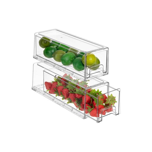 Sorbus 2 Pack Small Clear Stackable Pull-Out Drawers - Organization and Storage Containers for Kitchen, Pantry, Bathroom and More