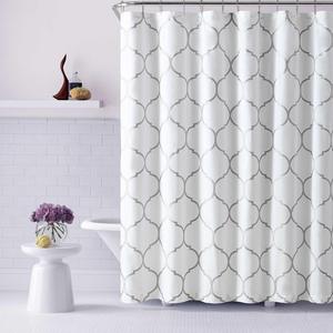 Victoria Ogee Shower Curtain in Silver