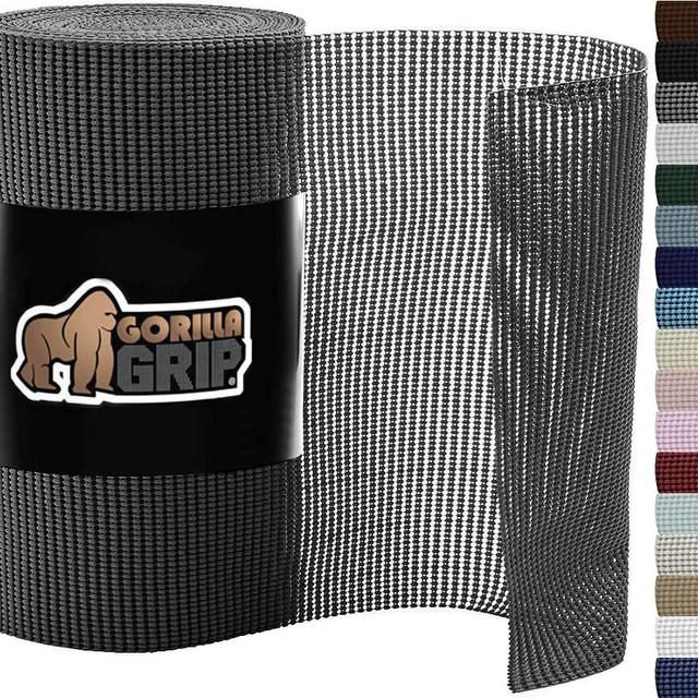 Gorilla Grip Drawer Shelf and Cabinet Liner, Thick Strong Grip, Non-Adhesive Liners Protect Kitchen Cabinets and Cupboard, Bathroom Drawers, Easy Install, Breathable Mat, 12" x20', Charcoal