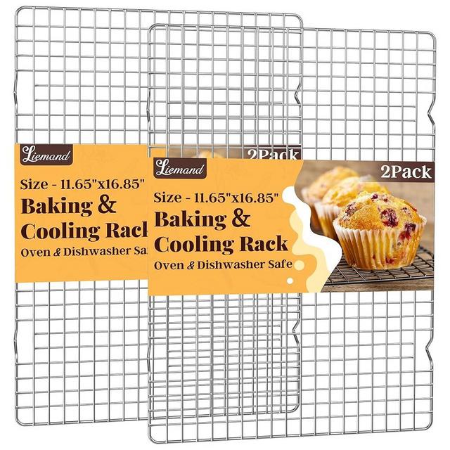 Cooling Racks for Cooking and Baking - 2 PCS 11.65" x 16.85" Grid Wire Baking Rack for Oven Cooking, Baking, Grilling, Roasting - Dishwasher Safe Bacon Rack - Fits Half Sheet Cookie Pan