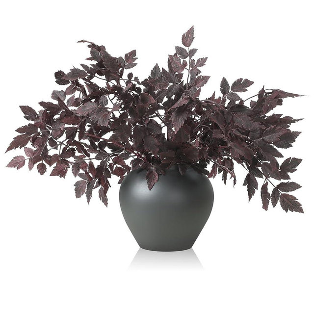 Lyrow 6 Pack Artificial Cimicifuga Plant Leaf Spray Faux Plum Cimicifuga Ramosa Leaf Branch Faux Fall Spray Faux Silk Plants for Home Vase Wedding Garden Farmhouse Table Mantel Decor (18 Inches)