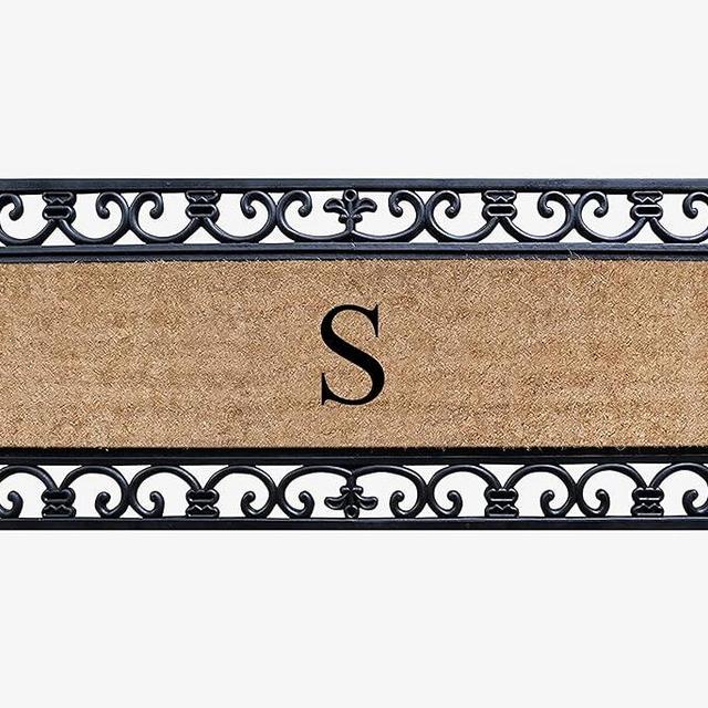 A1HC Natural Coir Monogrammed Door Mat For Front Door, 18x48, Anti-Shed Treated Durable Doormat for Entrance, Heavy Duty, Low Profile, Easy to Clean, Long Lasting Front Porch Entry Doormat