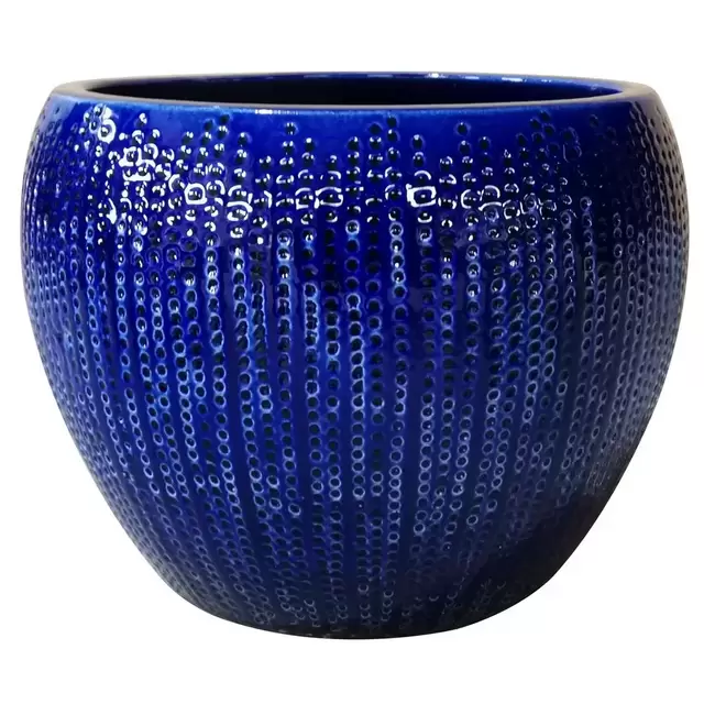 17 in. Dia Blue Calistoga Ceramic Planter