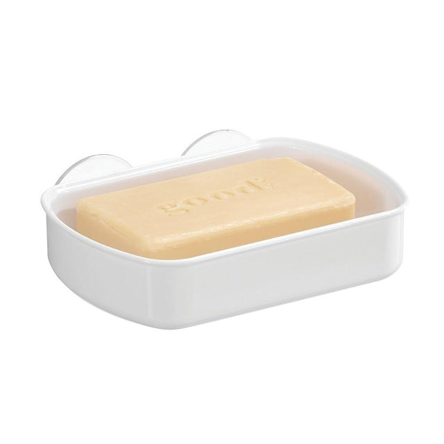 iDesign Suction Cup Soap Dish for Shower - White
