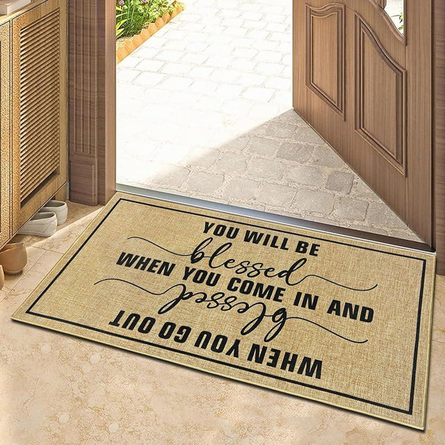 Door Mats for Outdoor Indoor Entrance Non-Slip Backing Mat for Front Doors Rustic Welcome Doormat for Family Housewarming Gifts God Blessed Signs Door Mats for House Farmhouse Hallway 16.9"x29.9"