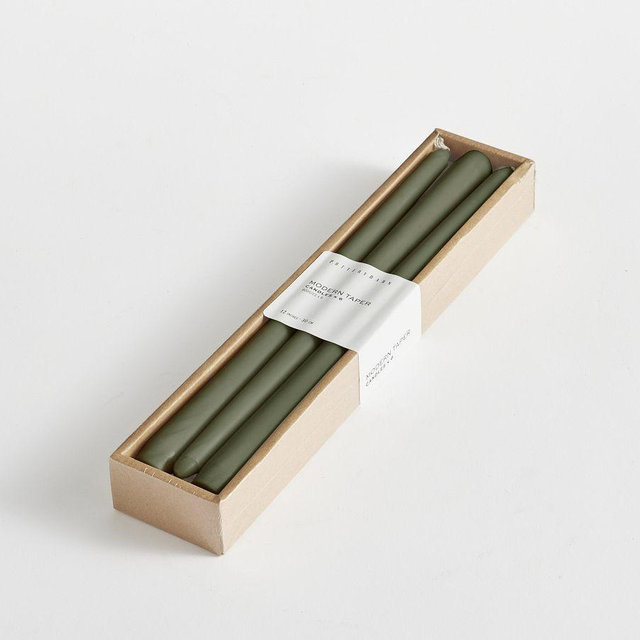 Taper Candles, Moss, Set of 6