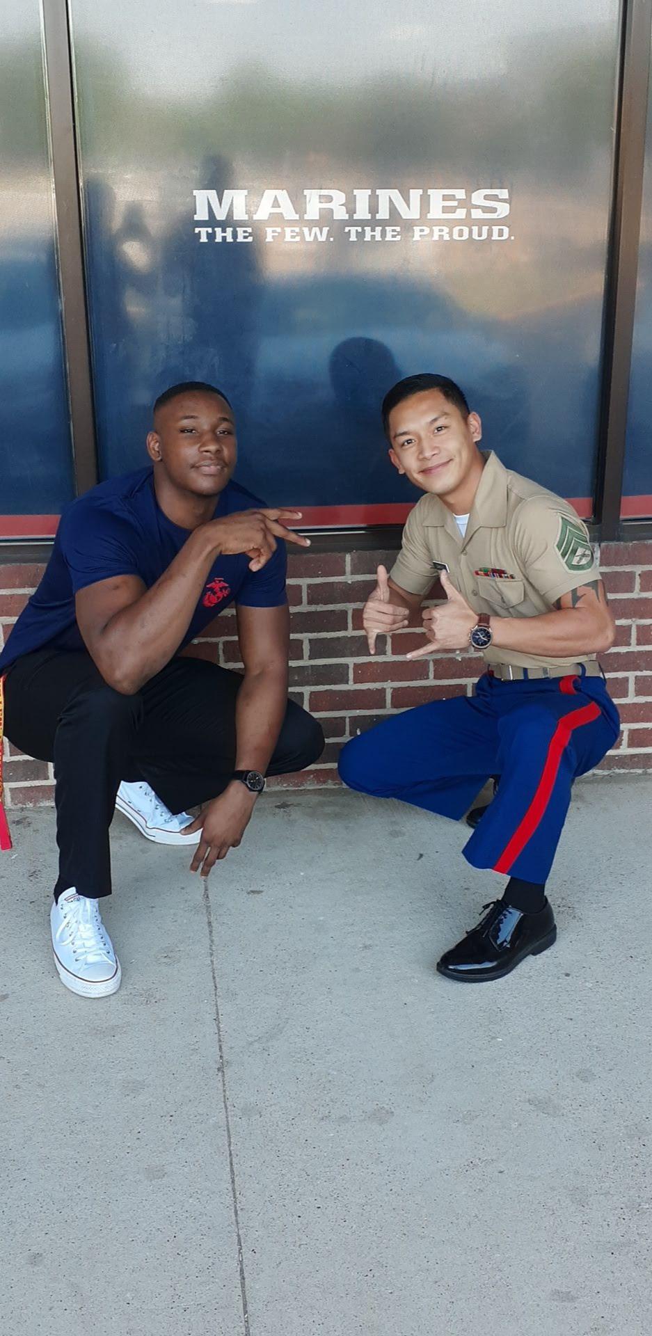 Jordan and SSGT Nakano after he enlisted 🥳