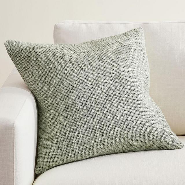 Faye Textured Linen Pillow Cover, 20" x 20", Eucalyptus