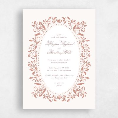 Dusty Terra Cotta, Brown Wedding Invitation - Palais Portrait