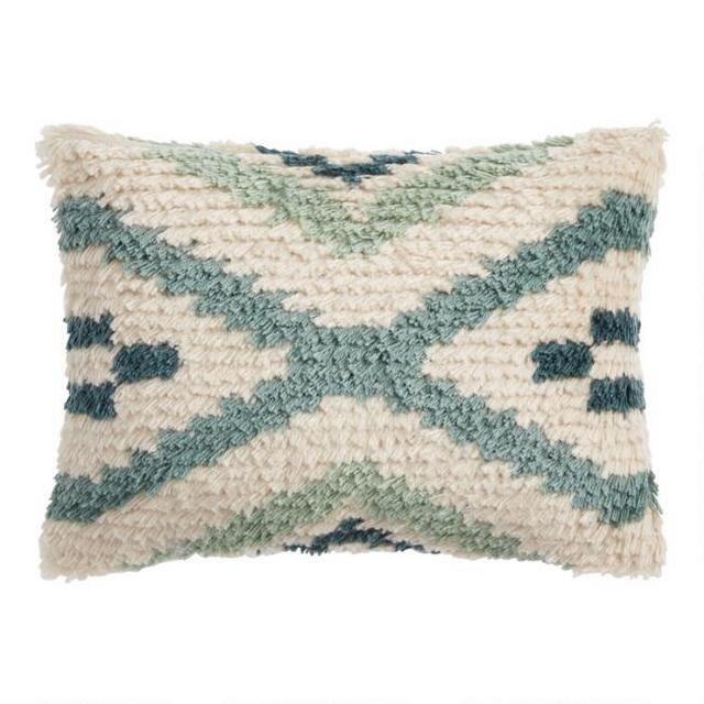 Sage And Ivory Moroccan Shag Indoor Outdoor Lumbar Pillow