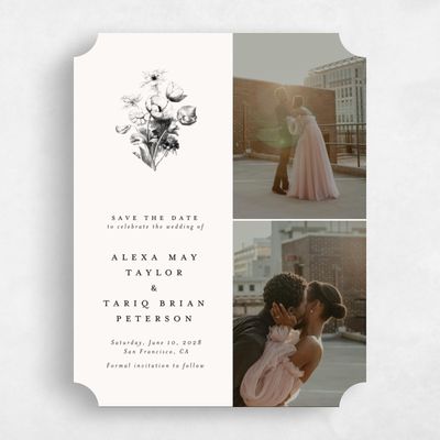 Beige Ticket Wedding Save the Date - Tulipier Multiphoto