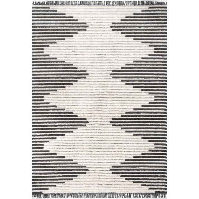 Evelina Geometric Area Rug in Beige/Charcoal Gray